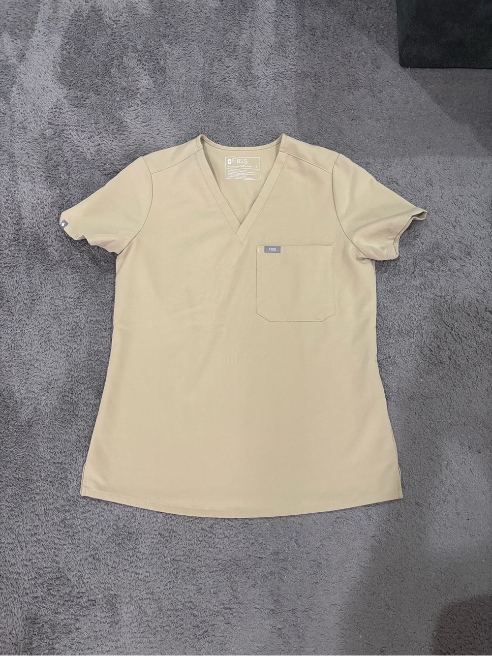 Small FIGS Tan Scrub Top